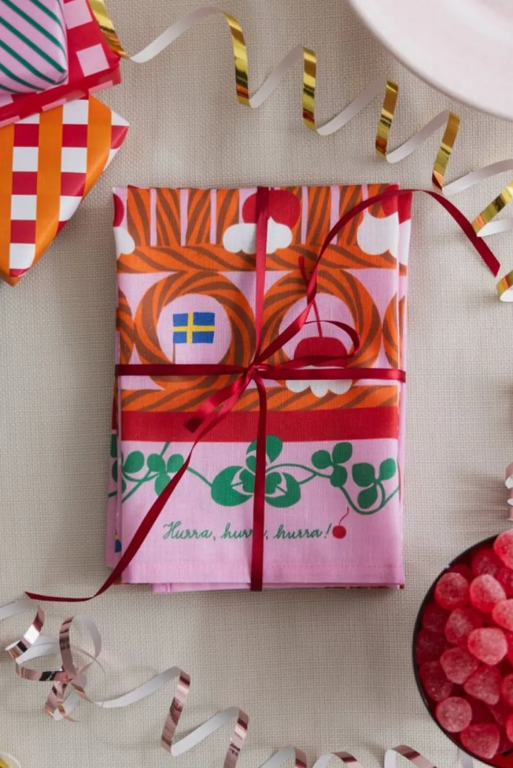 Almedahls Kökshandduk|Hurra, hurra, hurra! kökshandduk rosa