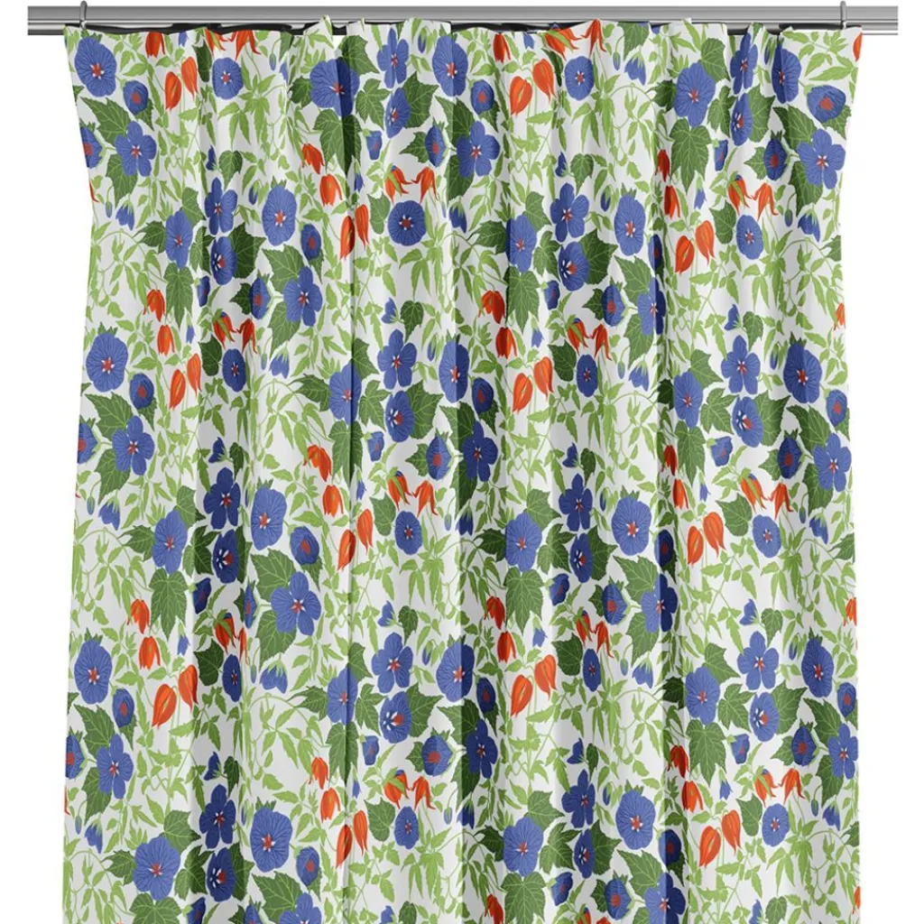 Arvidssons textil Gardiner Mönstrade|Husknuten blå gardiner