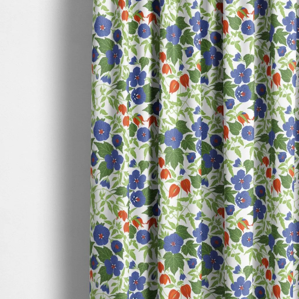 Arvidssons textil Gardintyger Mönstrade|Arvidssons Textil|Husknuten blå tyg