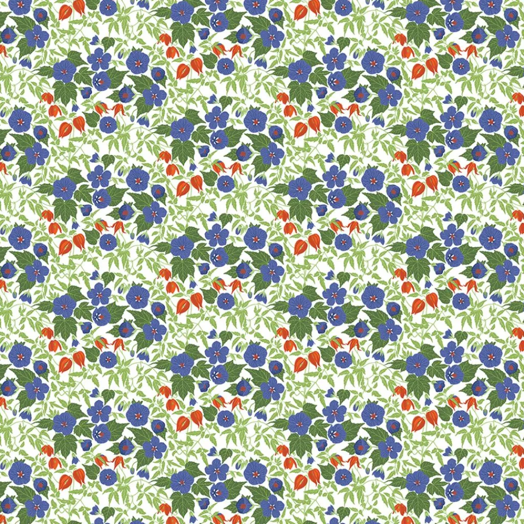 Arvidssons textil Gardintyger Mönstrade|Arvidssons Textil|Husknuten blå tyg
