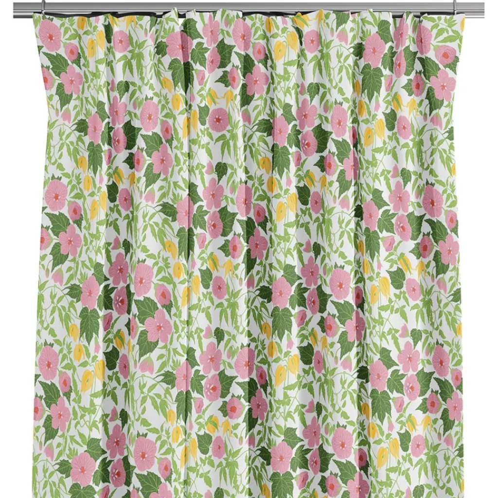 Arvidssons textil Gardiner Mönstrade|Husknuten rosa gardiner