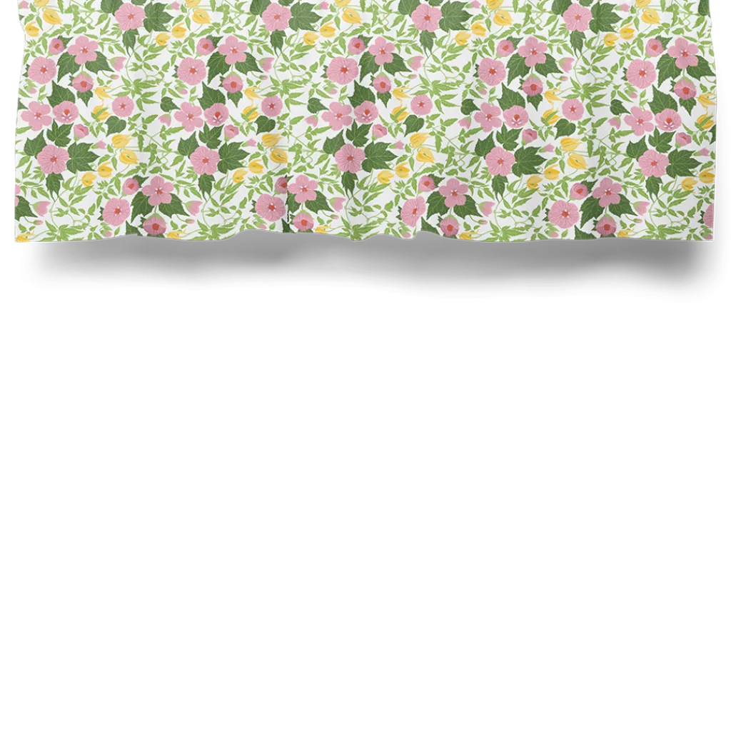 Arvidssons textil Gardinkappor Mönstrade|Husknuten rosa gardinkappa metervara