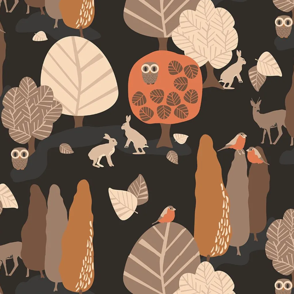 Arvidssons textil Gardintyger Mönstrade|Arvidssons Textil|I Skogskanten brun tyg