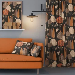Arvidssons textil Gardintyger Mönstrade|Arvidssons Textil|I Skogskanten brun tyg