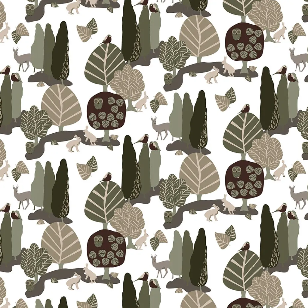 Arvidssons textil Gardintyger Mönstrade|Arvidssons Textil|I Skogskanten grön tyg
