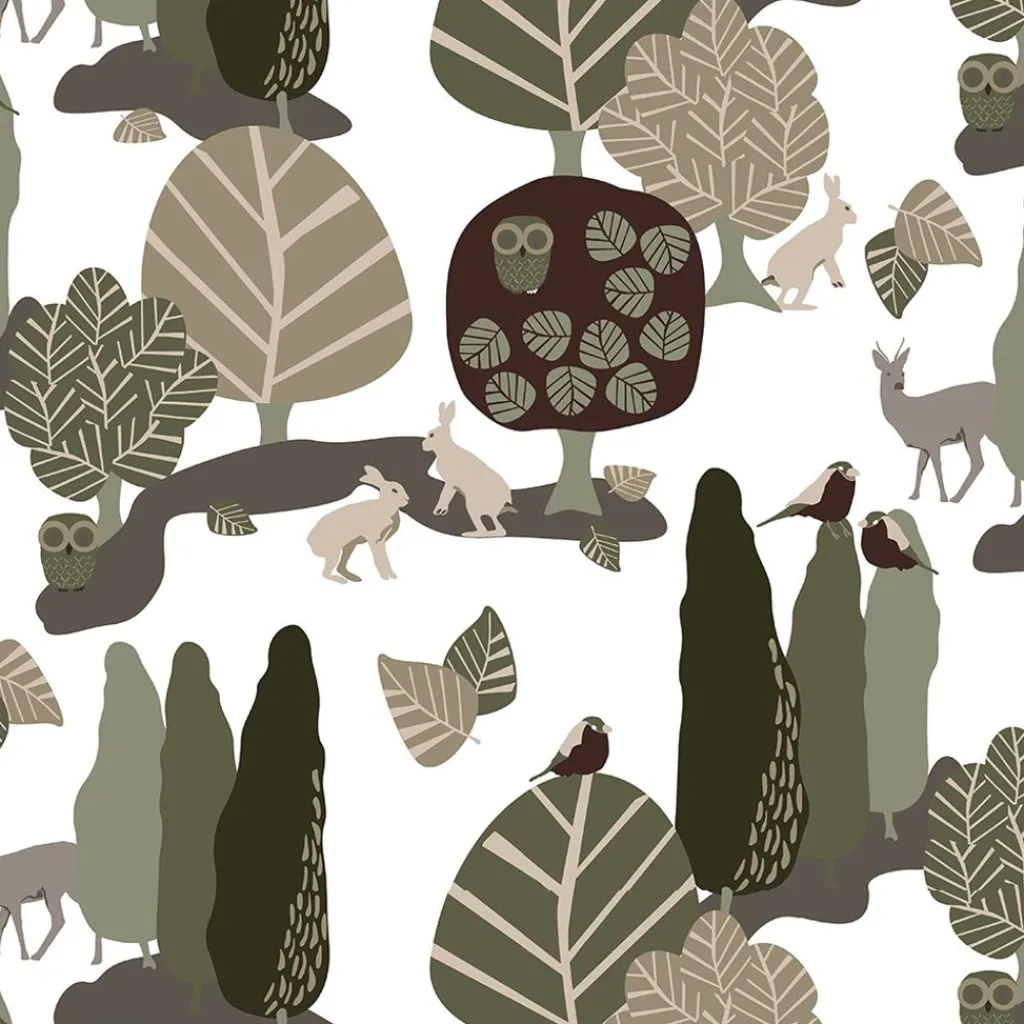 Arvidssons textil Gardintyger Mönstrade|Arvidssons Textil|I Skogskanten grön tyg