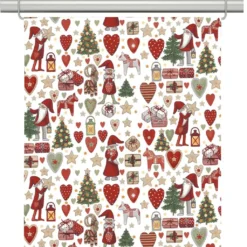 Arvidssons textil Julgardiner|Panelgardiner|Julstök vit panelgardiner