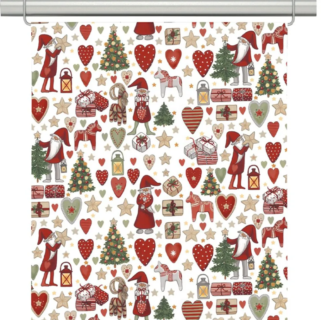 Arvidssons textil Julgardiner|Panelgardiner|Julstök vit panelgardiner
