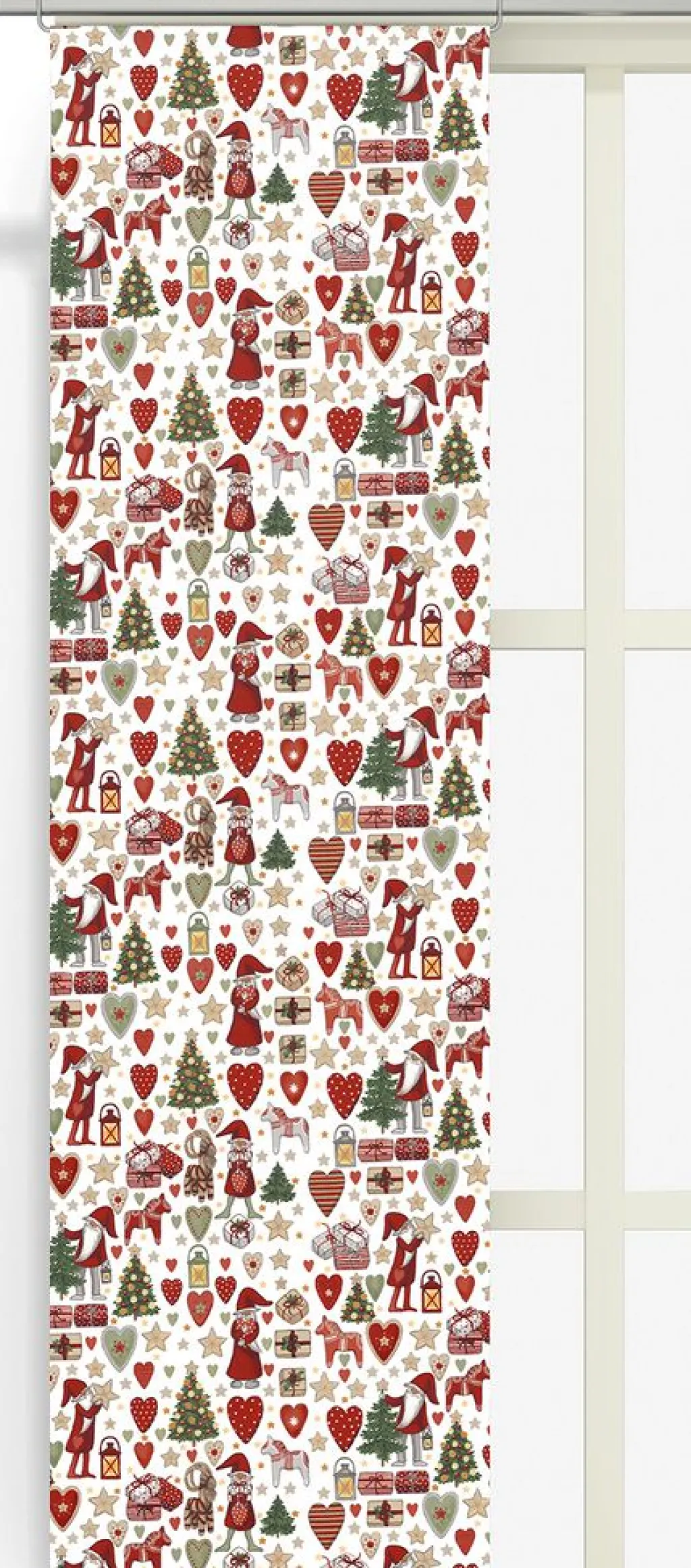 Arvidssons textil Julgardiner|Panelgardiner|Julstök vit panelgardiner