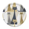 Arvidssons textil Brickor|Kitty beige-grå rund bricka – Charmigt retroinspirerat kattmotiv