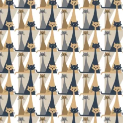 Arvidssons textil Gardintyger Mönstrade|Arvidssons Textil|Kitty beige-grå tyg med retro katter