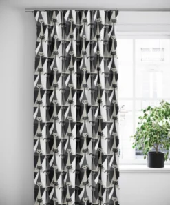 Arvidssons textil Gardiner Mönstrade|Kitty grå gardiner med retro katter