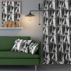 Arvidssons textil Gardintyger Mönstrade|Arvidssons Textil|Kitty grå tyg med retro katter