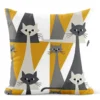 Arvidssons textil Mönstrade Kuddfodral|Kitty gul kuddfodral med retro katter