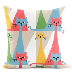 Arvidssons textil Mönstrade Kuddfodral|Kitty multi kuddfodral med retro katter