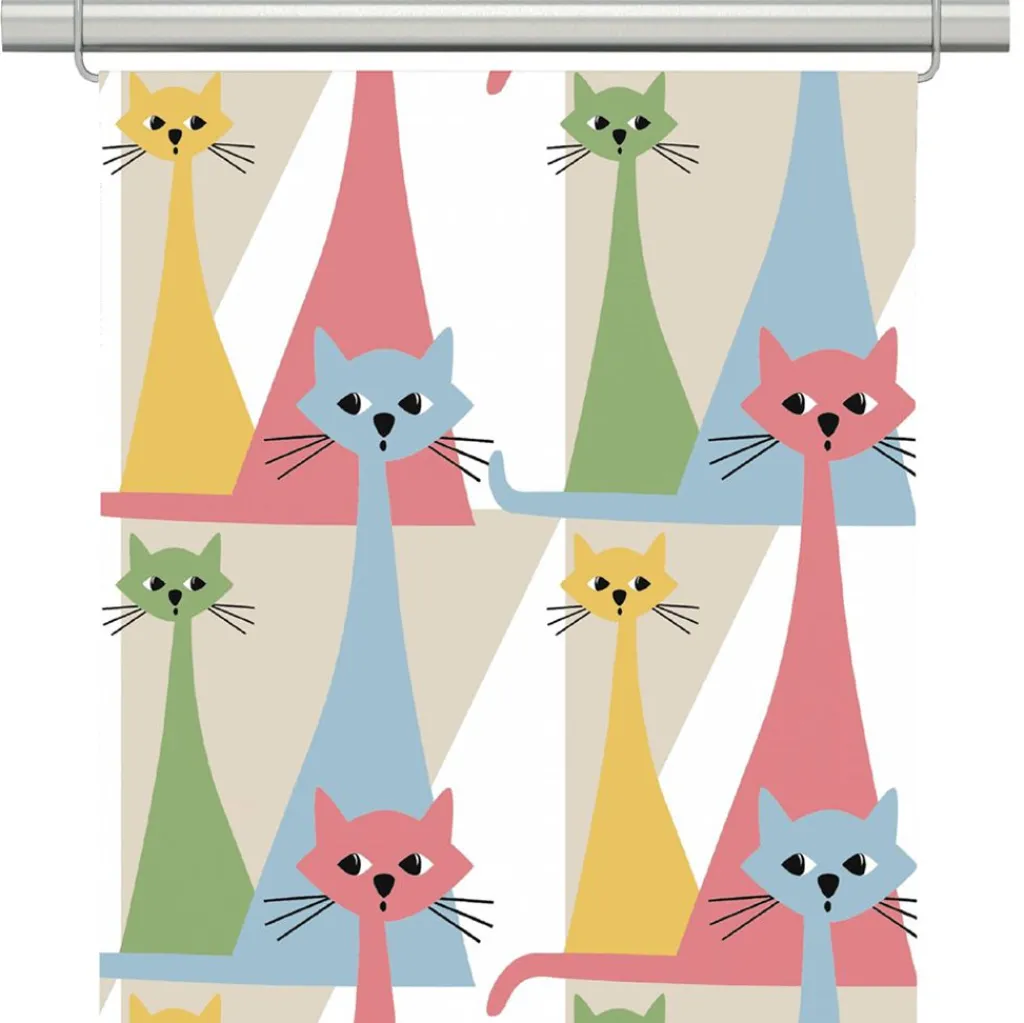 Arvidssons textil Panelgardiner|Kitty multi panelgardiner med retro katter