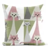 Arvidssons textil Mönstrade Kuddfodral|Kitty rosa kuddfodral med retro katter