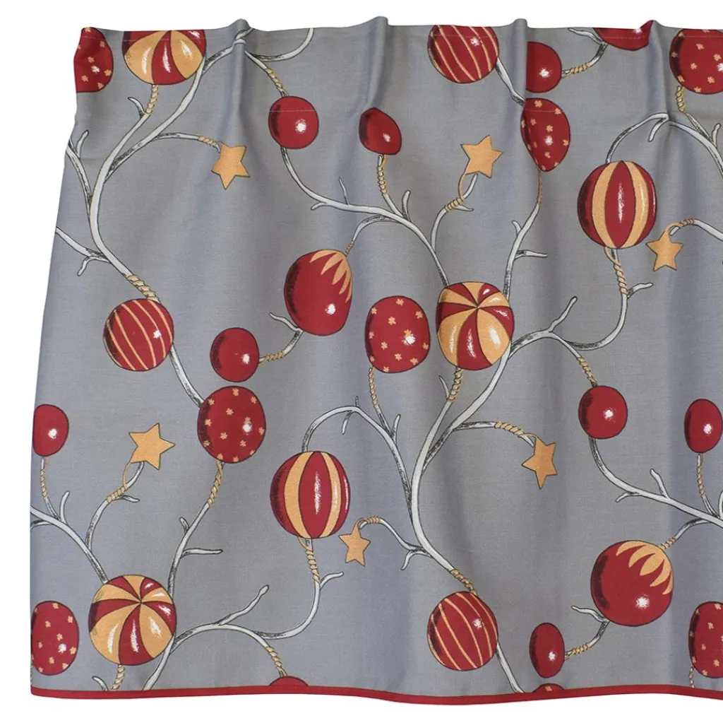 Arvidssons textil Gardinkappor Mönstrade|Julgardiner|Kulglans grå gardinkappa metervara