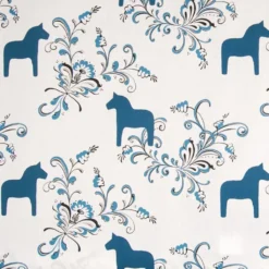 Arvidssons textil Gardintyger Mönstrade|Arvidssons Textil|Kurbits blå tyg med dalahästar
