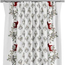 Arvidssons textil Gardintyger Mönstrade|Arvidssons Textil|Kurbits bård röd-grön tyg med dalahästar