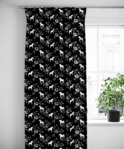Arvidssons textil Gardiner Mönstrade|Kurbits svart-grå gardiner med dalahästar