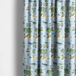 Barn Arvidssons textil Gardintyger Mönstrade|Barnmönster|Kurrekurreduttön blå bomullstyg – Pippi Långstrump