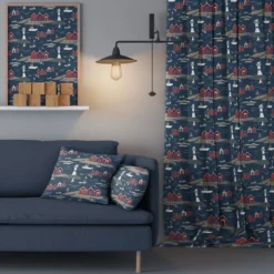 Arvidssons textil Gardiner Mönstrade|Kust blå gardiner