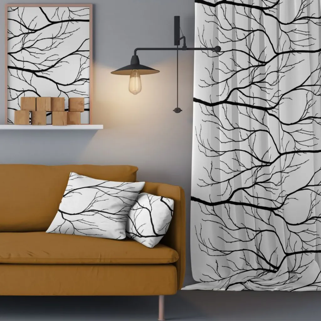 Arvidssons textil Gardintyger Mönstrade|Arvidssons Textil|Kvisten svart tyg
