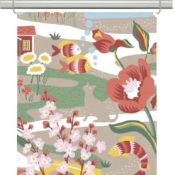 Arvidssons textil Panelgardiner|Landet bubblar orange-beige panelgardiner
