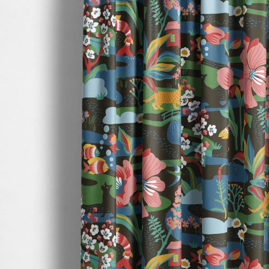 Arvidssons textil Gardiner Mönstrade|Landet Bubblar svart-multi gardiner