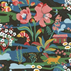 Arvidssons textil Gardintyger Mönstrade|Arvidssons Textil|Landet Bubblar svart-multi tyg