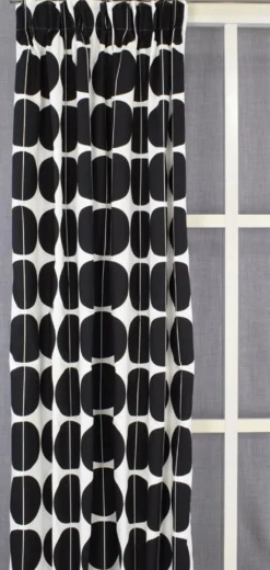 Arvidssons textil Gardiner Mönstrade|Lane vit-svart gardiner