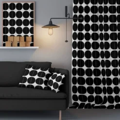 Arvidssons textil Gardiner Mönstrade|Lane vit-svart gardiner