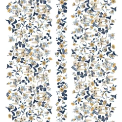 Arvidssons textil Gardintyger Mönstrade|Arvidssons Textil|Leksand bård mörkblå tyg med traditionellt dalahästtryck