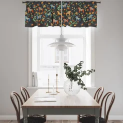 Arvidssons textil Gardinkappor Mönstrade|Leksand bård svart gardinkappa metervara med traditionellt dalahästtryck