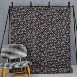 Arvidssons textil Blommiga Möbeltyger|Mönstrade Möbeltyger|Leksand mini svart jacquard