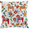 Arvidssons textil Mönstrade Kuddfodral|Leksand natur kuddfodral med traditionellt dalahästmönster