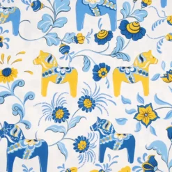 Arvidssons textil Gardintyger Mönstrade|Arvidssons Textil|Leksand Sverige tyg med traditionellt dalahästtryck