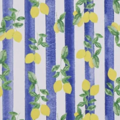Gardintyger Mönstrade|Lemon stripe tyg - ränder och citroner