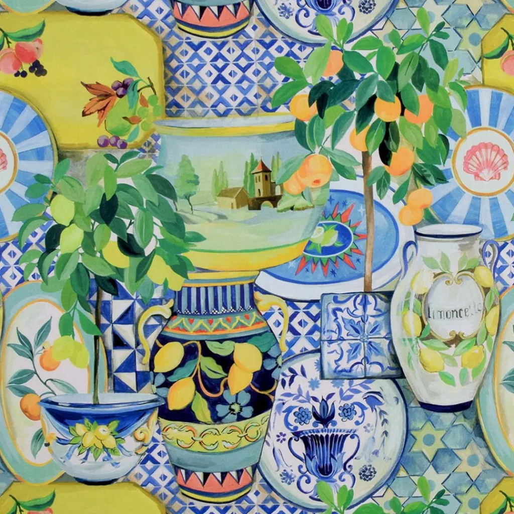Gardintyger Mönstrade|Lemon tile tyg