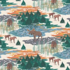 Arvidssons textil Förkläden|Älgrike beige-grön förkläde med ficka