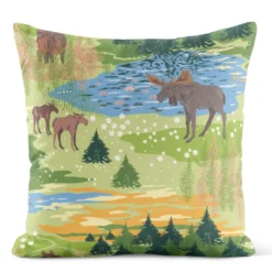 Arvidssons textil Mönstrade Kuddfodral|Älgrike grön – kuddfodral