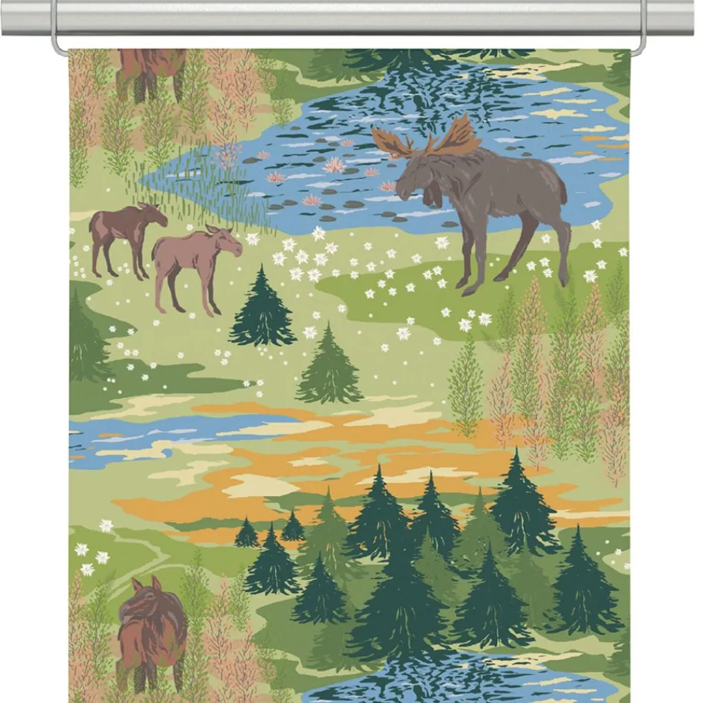 Arvidssons textil Panelgardiner|Älgrike grön panelgardiner