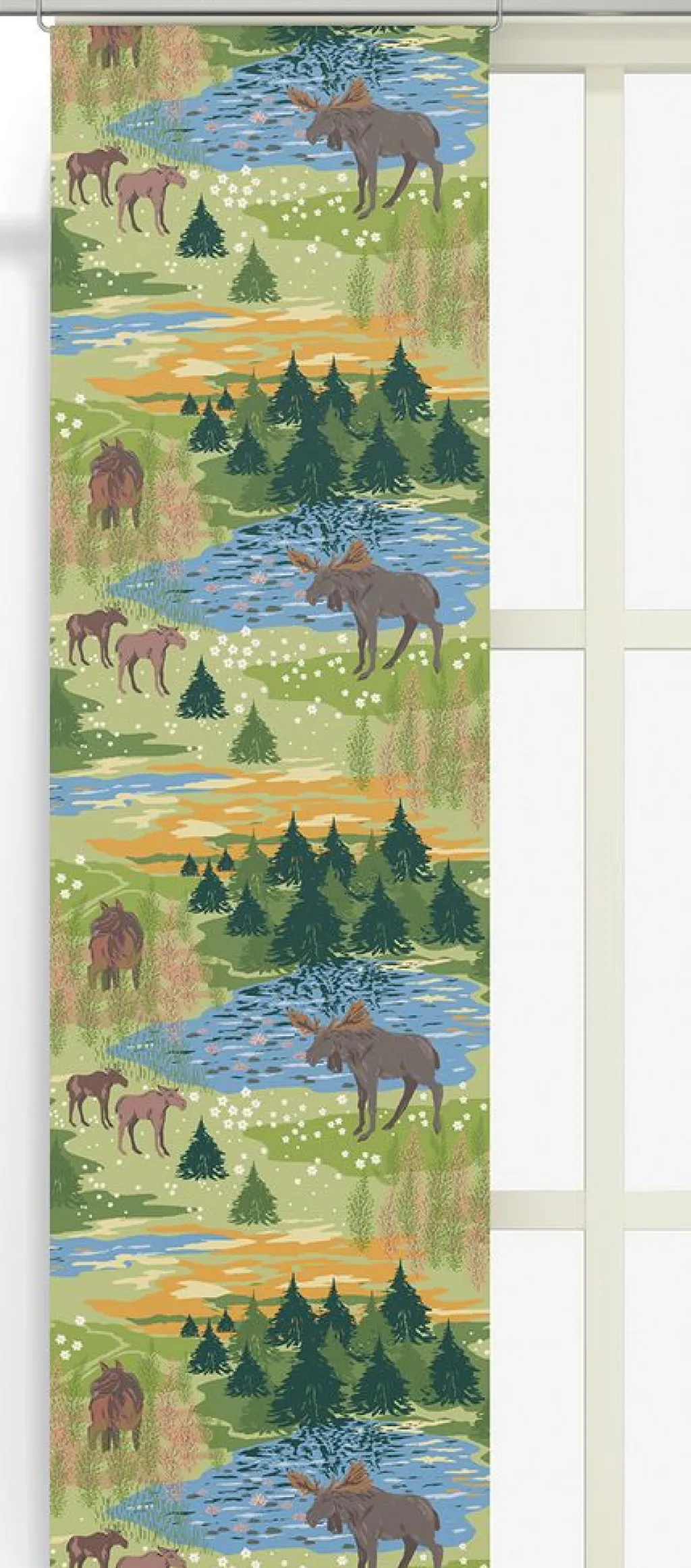 Arvidssons textil Panelgardiner|Älgrike grön panelgardiner
