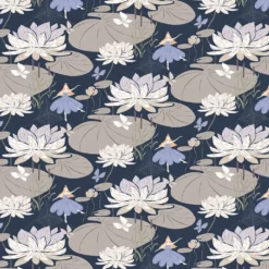Arvidssons textil Gardintyger Mönstrade|Arvidssons Textil|Lily blå-beige tyg