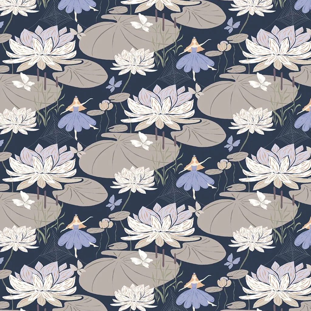 Arvidssons textil Gardintyger Mönstrade|Arvidssons Textil|Lily blå-beige tyg