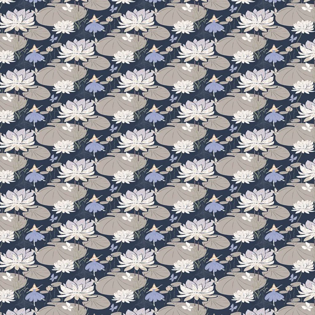 Arvidssons textil Gardintyger Mönstrade|Arvidssons Textil|Lily blå-beige tyg