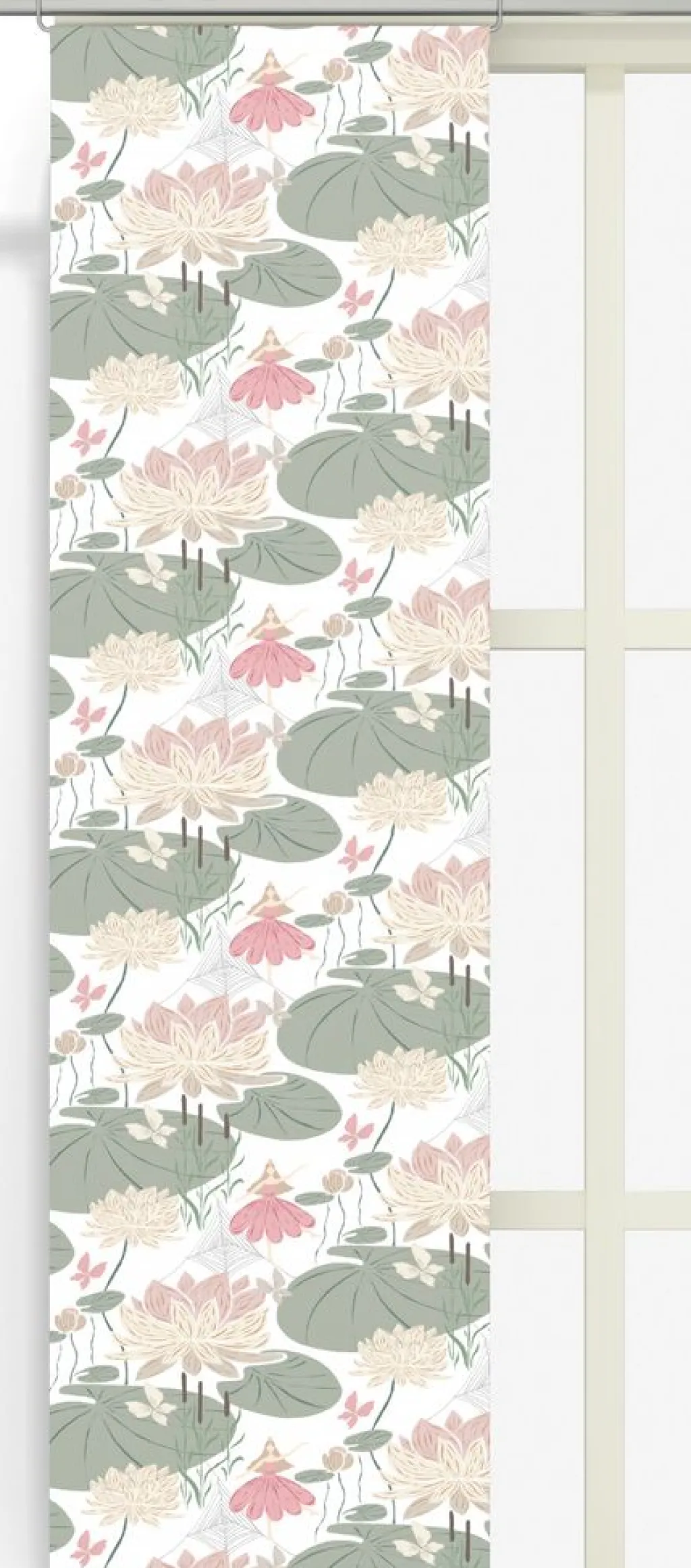 Arvidssons textil Panelgardiner|Lily rosa-grön panelgardiner