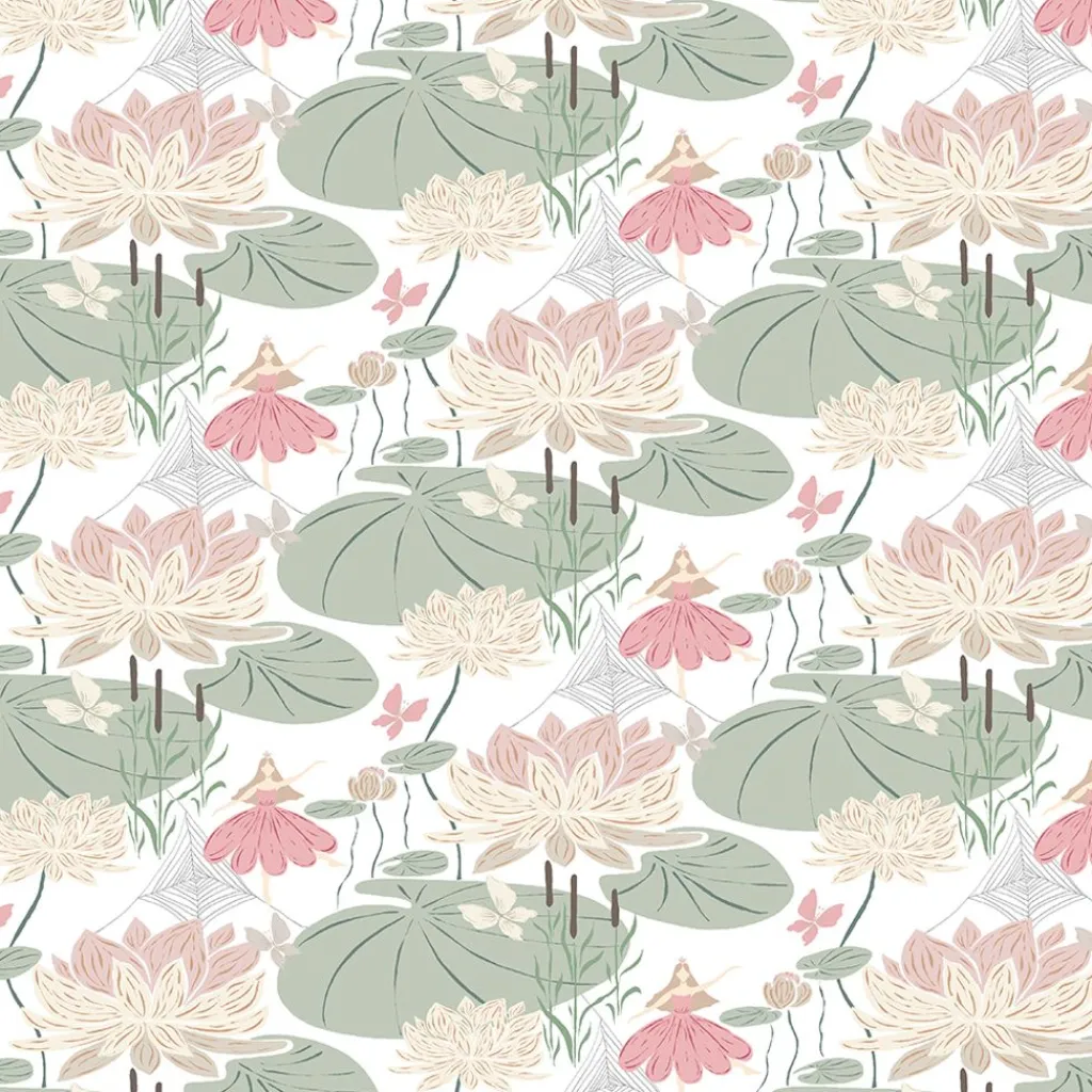 Arvidssons textil Gardintyger Mönstrade|Arvidssons Textil|Lily rosa-grön tyg