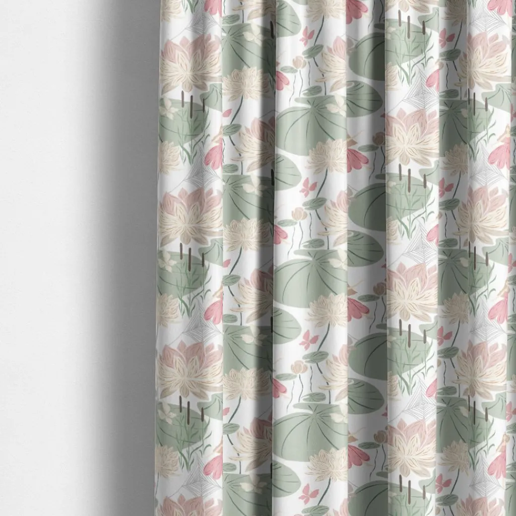 Arvidssons textil Gardintyger Mönstrade|Arvidssons Textil|Lily rosa-grön tyg